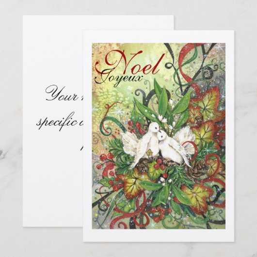 Turtle Doves & Deco Invitation Kaart (Voorkant / Achterkant)