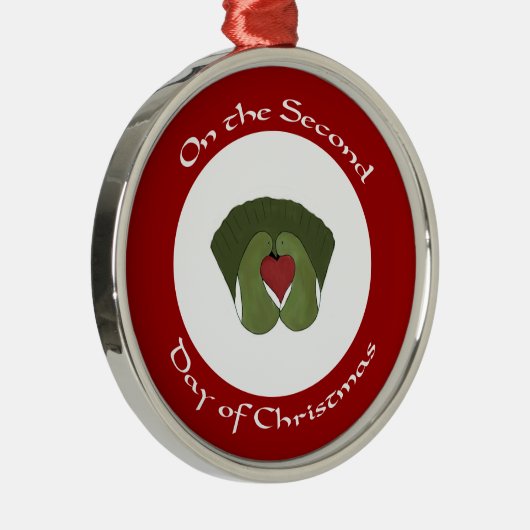 Turtle Doves Tweede Kerstdag Metalen Ornament (Rechts)