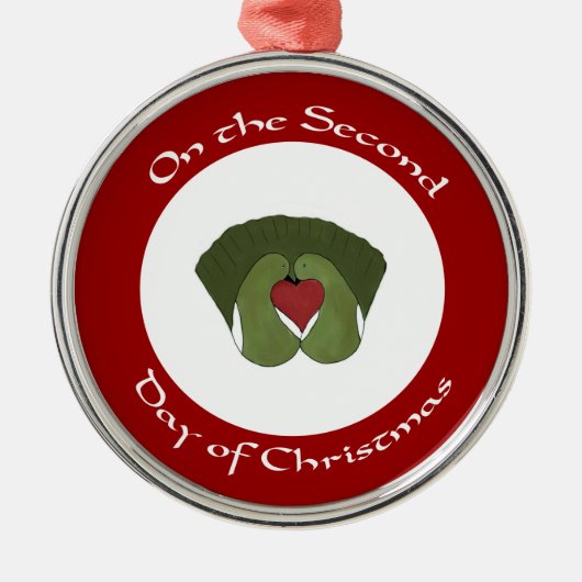 Turtle Doves Tweede Kerstdag Metalen Ornament (Voorkant)