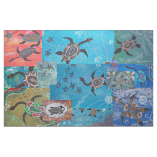 Turtle Dreaming Collage Aboriginal Fabric Stof