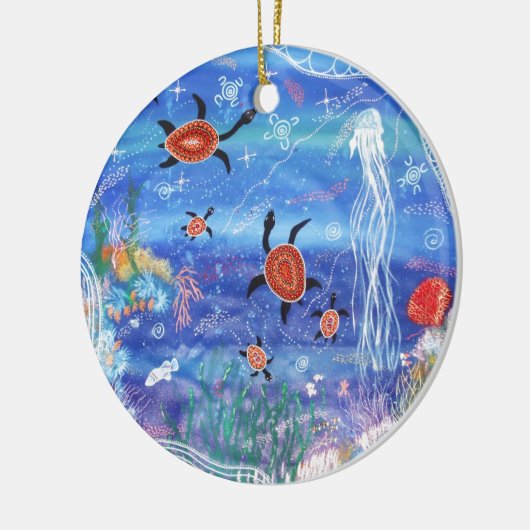 Turtle Dreaming Keramisch Ornament (Links)