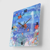 Turtle Dreaming Wall Clock Vierkante Klok (Hoek)