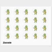Turtle drinking coffee ronde sticker (Vel)