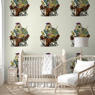 Turtle Drummer Grappig Behang