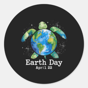 Turtle Earth Day Shirt voor vrouwen Kind Teacher Z Ronde Sticker