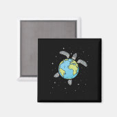 Turtle Earth Zee Turtle Earth Day Turtle Planet Magneet (Voorkant / Achterkant)