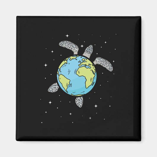 Turtle Earth Zee Turtle Earth Day Turtle Planet Magneet (Voorkant)