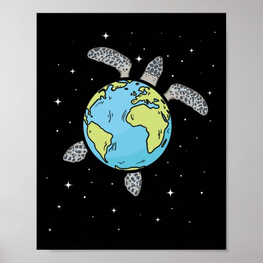 Turtle Earth Zee Turtle Earth Day Turtle Planet Poster (Voorkant)