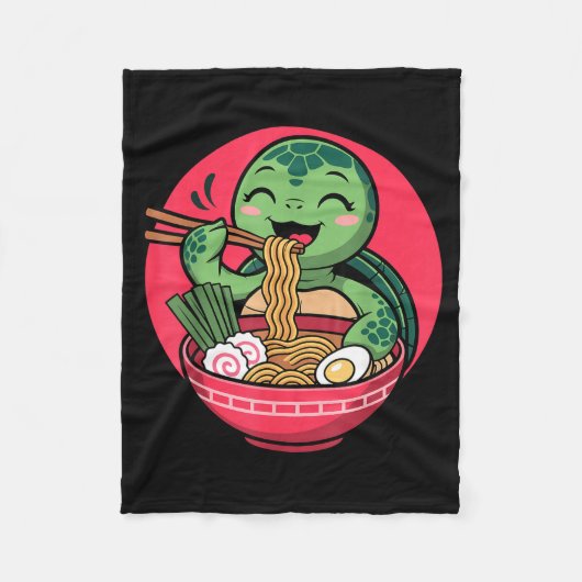 Turtle Eating Ramen Kawaii Turtle Japanese Kawaii  Fleece Deken (Voorkant)