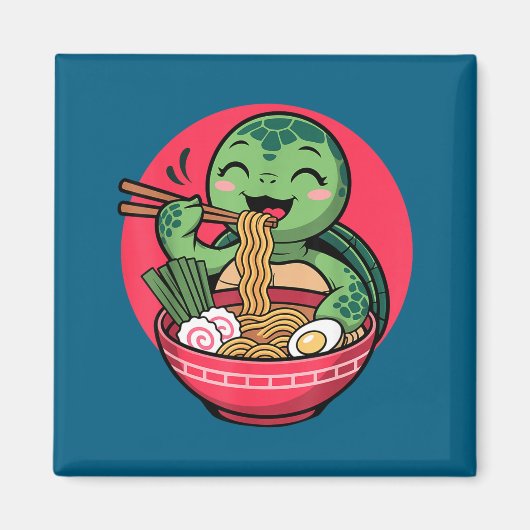 Turtle Eating Ramen Kawaii Turtle Japanese Kawaii  Magneet (Voorkant)