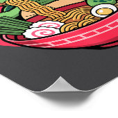 Turtle Eating Ramen Kawaii Turtle Japanese Kawaii  Poster (Hoek)