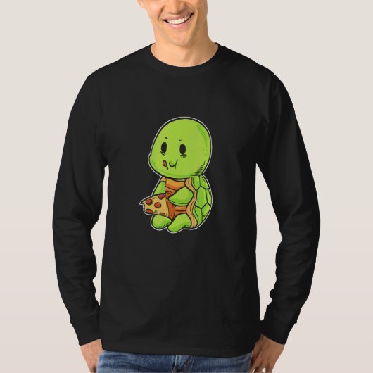 Turtle Eats Pizza Foodie T-shirt (Voorkant)