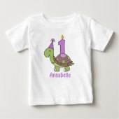 Turtle First Birthday Tshirt paars gepersonaliseer (Voorkant)