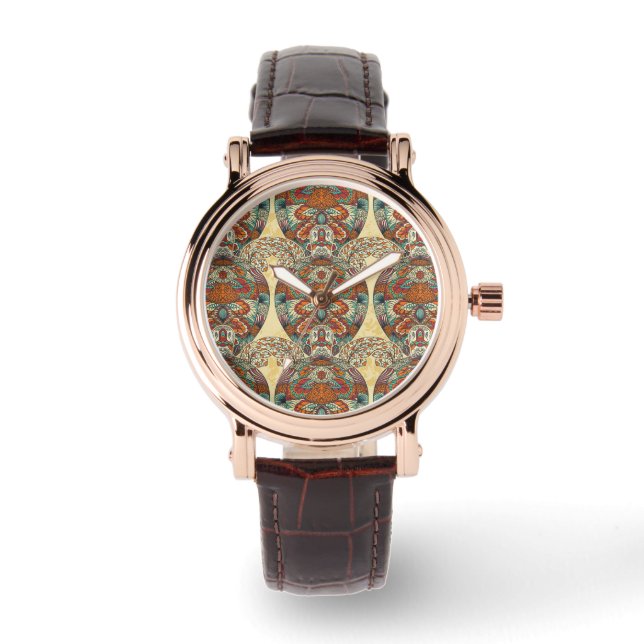 Turtle Floral Pattern Horloge (Voorkant)