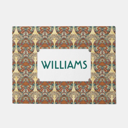 Turtle Floral Pattern | Jouw namen toevoegen Deurmat (Voorkant)