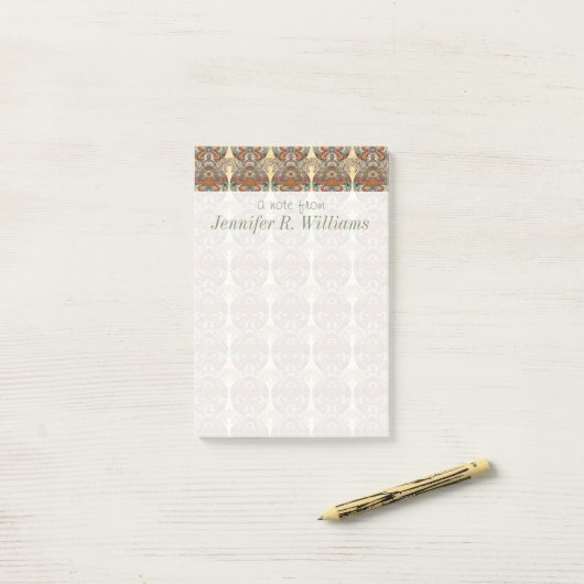 Turtle Floral Pattern | Jouw namen toevoegen Post-it® Notes (Op bureau)