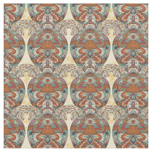 Turtle Floral Pattern Stof (Close Up)