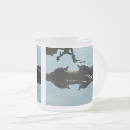 Turtle Friends Frosted Glass Mug Matglas Koffiemok (Voorkant rechts)