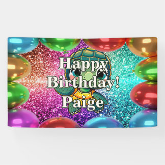 Turtle Gepersonaliseerde karakter verjaardag banne Spandoek