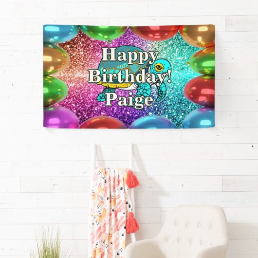 Turtle Gepersonaliseerde karakter verjaardag banne Spandoek (Insitu)