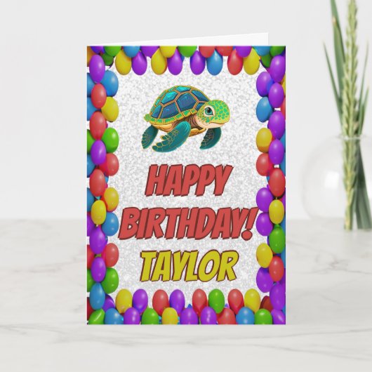 Turtle Gepersonaliseerde Leuke Groet Verjaardag Ka Kaart (Voorkant)