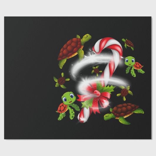 Turtle Gift | Kerstmis met Snoep Cadeaupapier (Vlak)