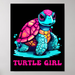Turtle Girl Earth Day Outfit voor meisjes Turtle Poster