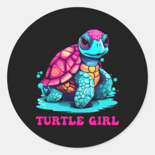 Turtle Girl Earth Day Outfit voor meisjes Turtle Ronde Sticker