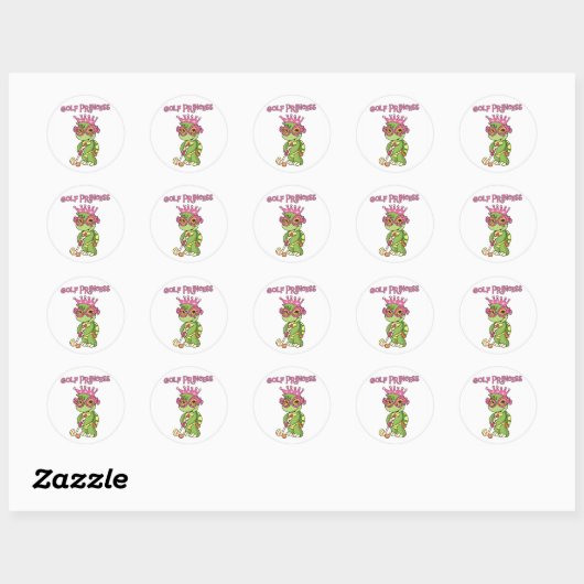 Turtle Golf Princess Ronde Sticker (Vel)