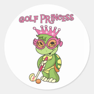 Turtle Golf Princess Ronde Sticker