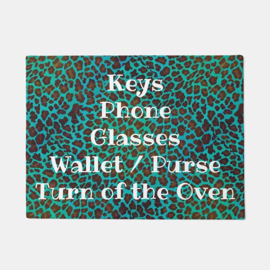 Turtle Green op Blue Checklist Doormat Deurmat (Voorkant)