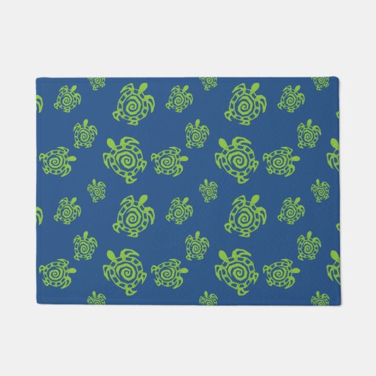 Turtle Green op Blue Deurmat (Voorkant)