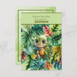 Turtle Happy Birthday To a Special Grandson Kaart