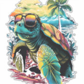 Turtle Hawaiian Zee Turtles Hawaii Beach Palm Sticker (Voorkant)