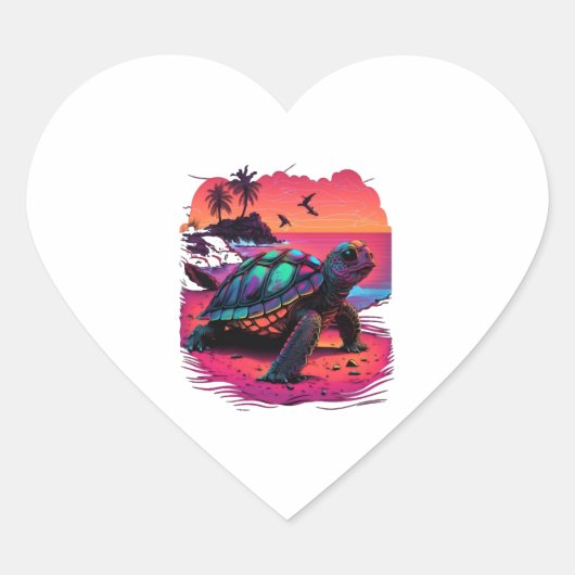 Turtle Hawaiian Zee Turtles Hawaii Beach Sunset Hart Sticker (Voorkant)