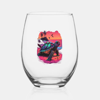 Turtle Hawaiian Zee Turtles Hawaii Beach Sunset Wijnglas Zonder Voet