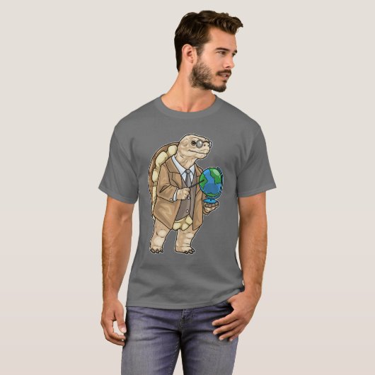 Turtle History Teacher Globe T-shirt (Voorkant volledig)