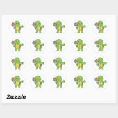 Turtle holding a bouquet of flower ronde sticker (Vel)