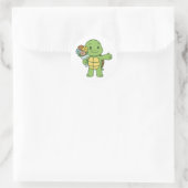 Turtle holding a bouquet of flower ronde sticker (Tas)
