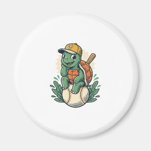 Turtle-honkbal Vintage Gravure Grafisch Ontwerp_1 Magneet