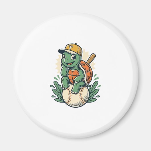 Turtle-honkbal Vintage Gravure Grafisch Ontwerp_1 Magneet (Voorkant)