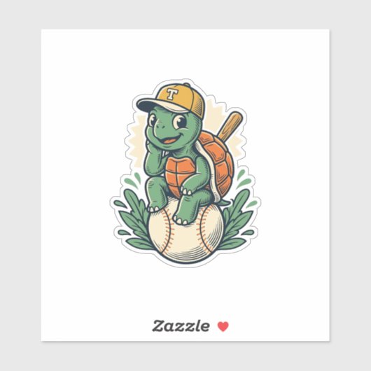 Turtle-honkbal Vintage Gravure Grafisch Ontwerp_1 Sticker (Vel)