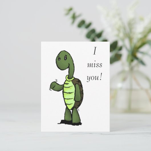 Turtle, ik mis je! briefkaart (Staand voorkant)