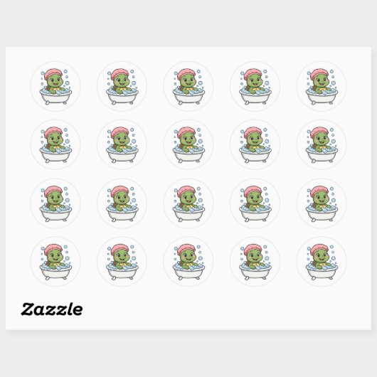 Turtle in a bathtub ronde sticker (Vel)