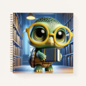 Turtle in Glasses in Library, by Natasha Us   Notitieboek (Voorkant)