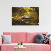 Turtle in Natural Environment - Canvas Print (Insitu (Woonkamer))