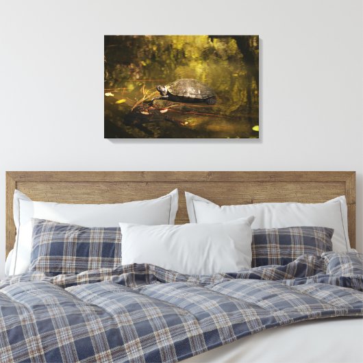 Turtle in Natural Environment - Canvas Print (Insitu (Slaapkamer))