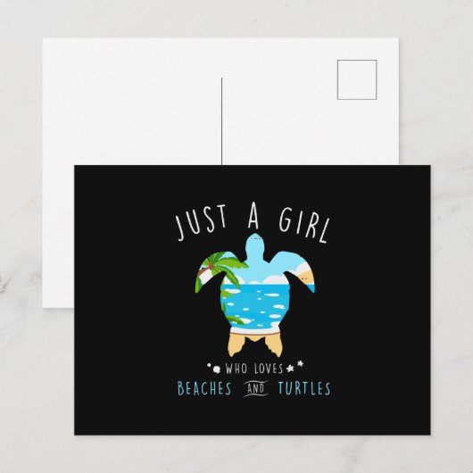 Turtle Just A Girl Who Loves Beachs And Turtles Briefkaart (Voorkant / Achterkant)