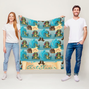 Turtle Kawaii Pirate Fleece Deken