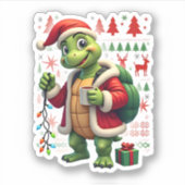 Turtle Kerstlichten Lelijke Kerstman Turtle Kerst  Sticker (Voorkant)